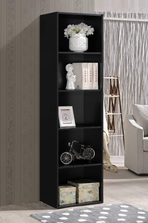 5-Tier Narrow Bookshelf Corner Shelf, Storage Shelves