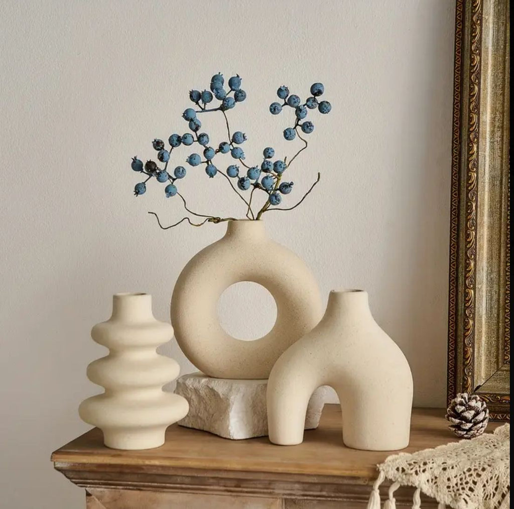 Set of 3 Ceramic Vases – Donut, Nordic & Tire