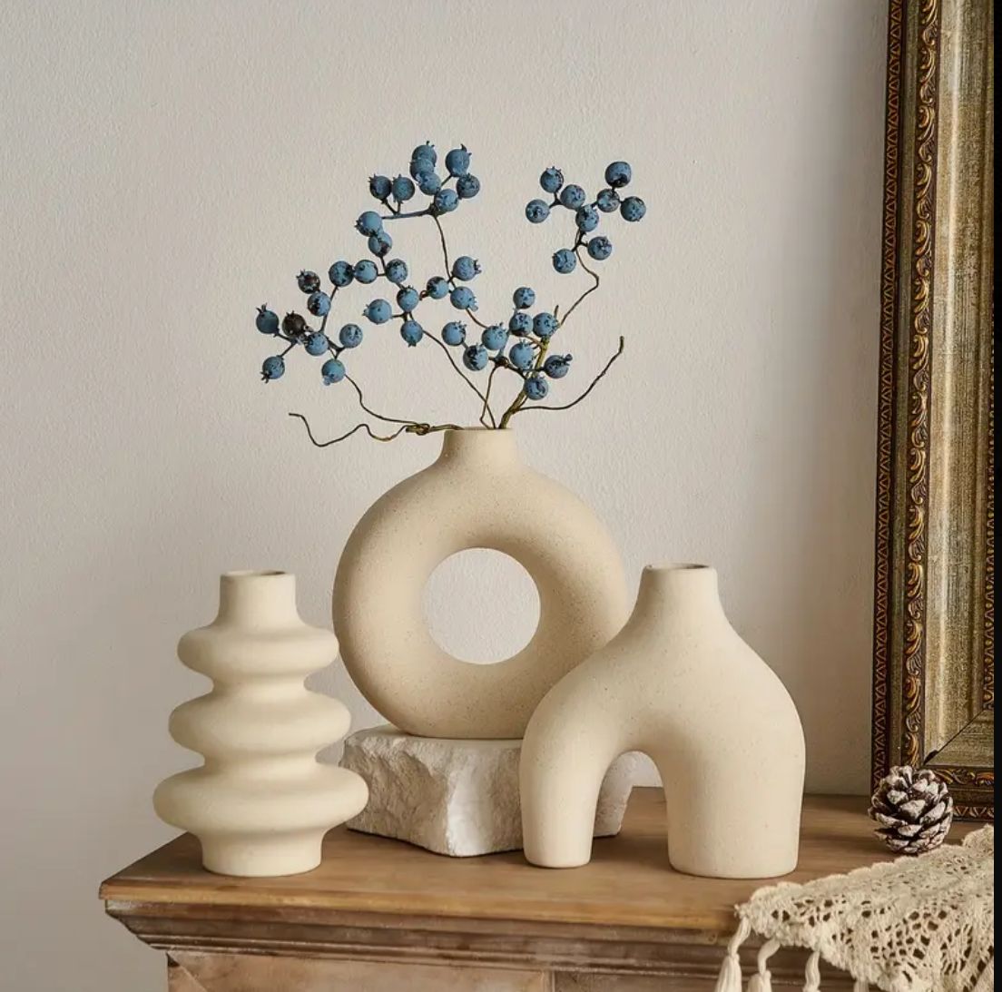 Set of 3 Ceramic Vases – Donut, Nordic & Tire