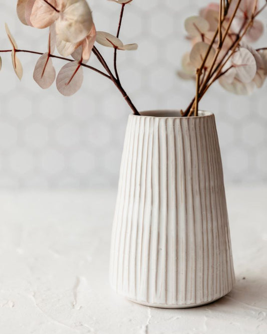 Fluted Ceramic Vase