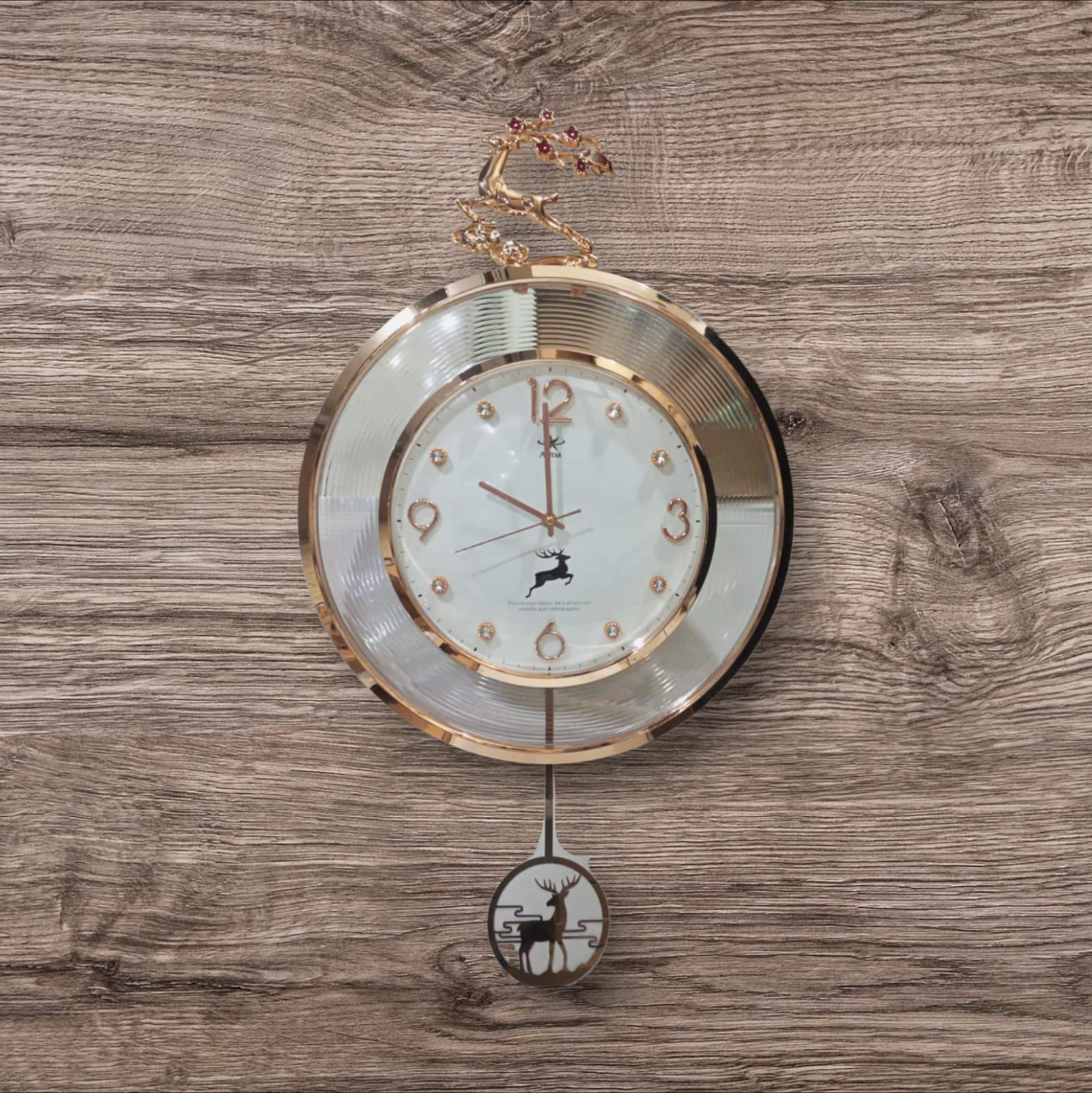 White & Gold Pendulum Wall Clock